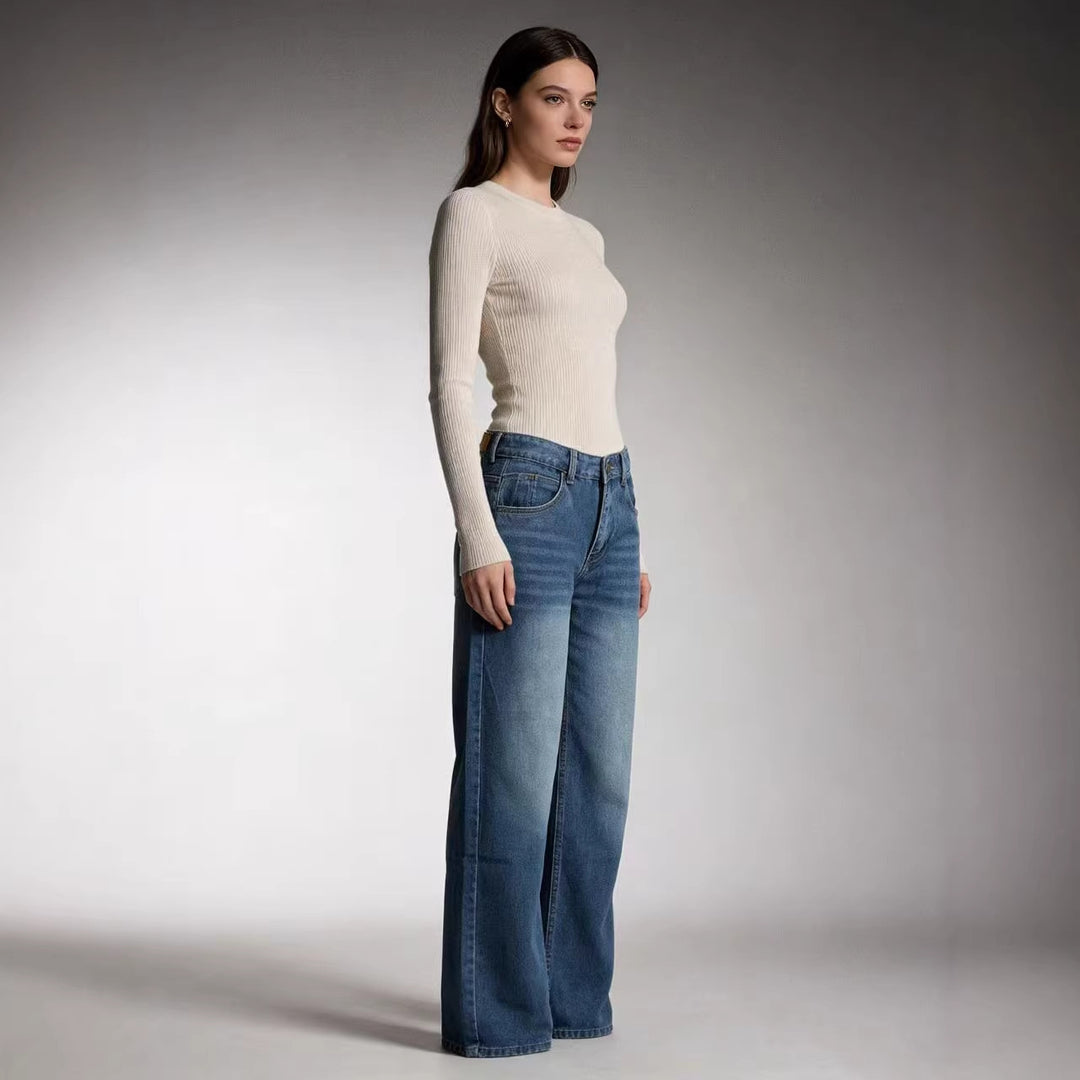 Dame loose Denim-bukser med høj talje og afslappet snit Skovae