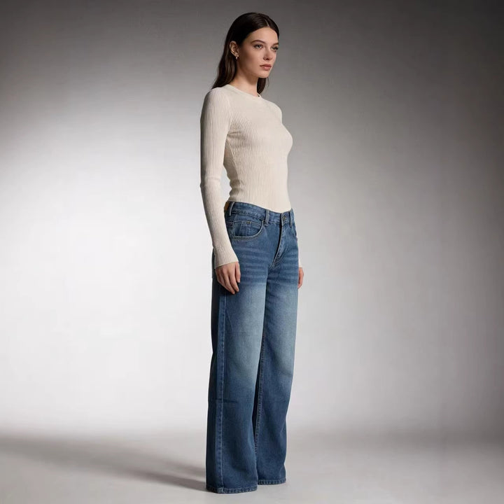Dame loose Denim-bukser med høj talje og afslappet snit Skovae