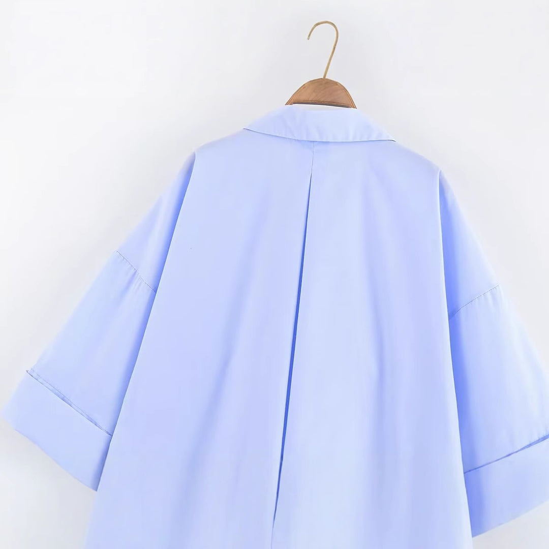 Damer elegant oversized bluse med brede ærmer Stilla