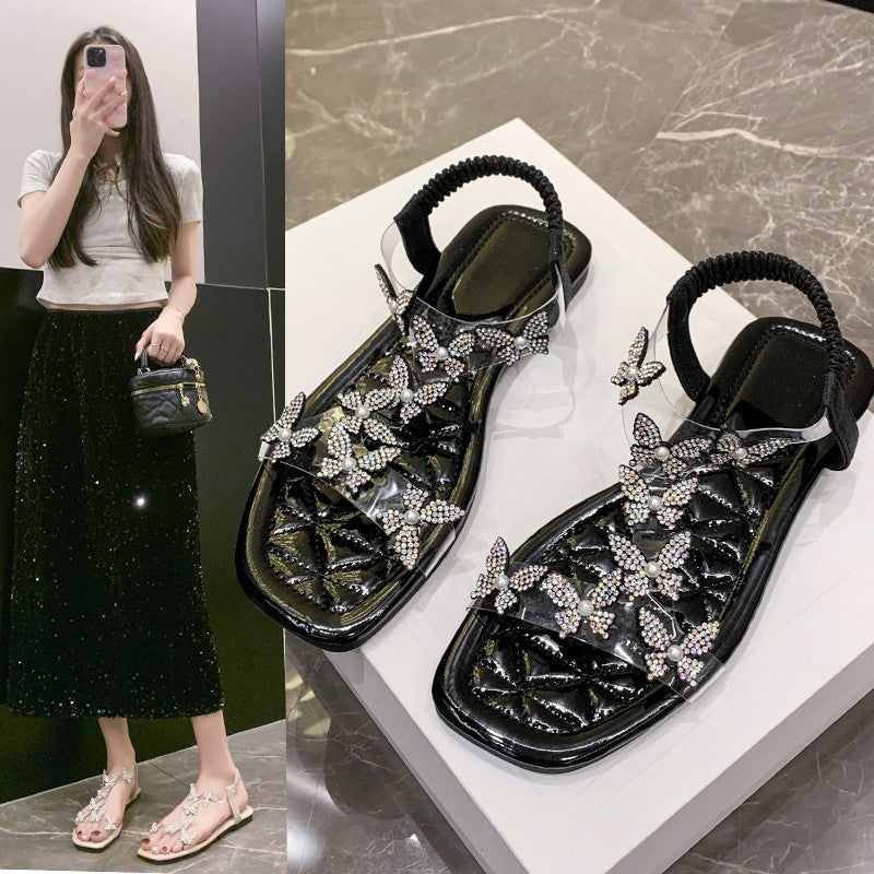 Dame elegante sandaler med strassdekorationer Stilla