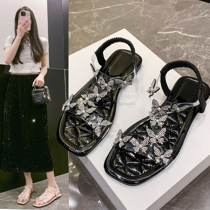 Dame elegante sandaler med strassdekorationer Stilla