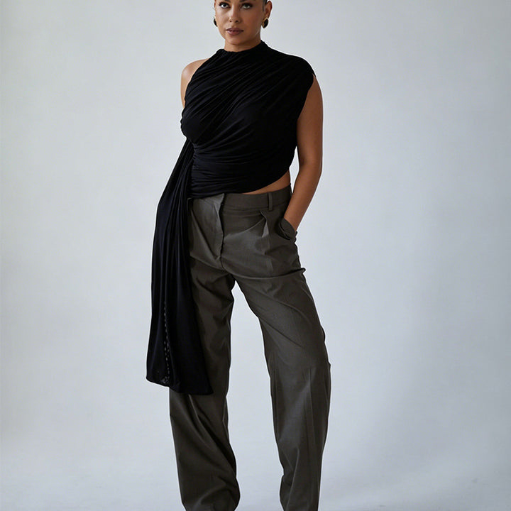 Damer Elegant asymmetrisk top med draperinger Skovae