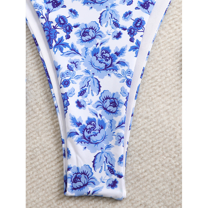 Kvinder blomsterprint bikini-sæt med gennemsigtig afdækning Stilla