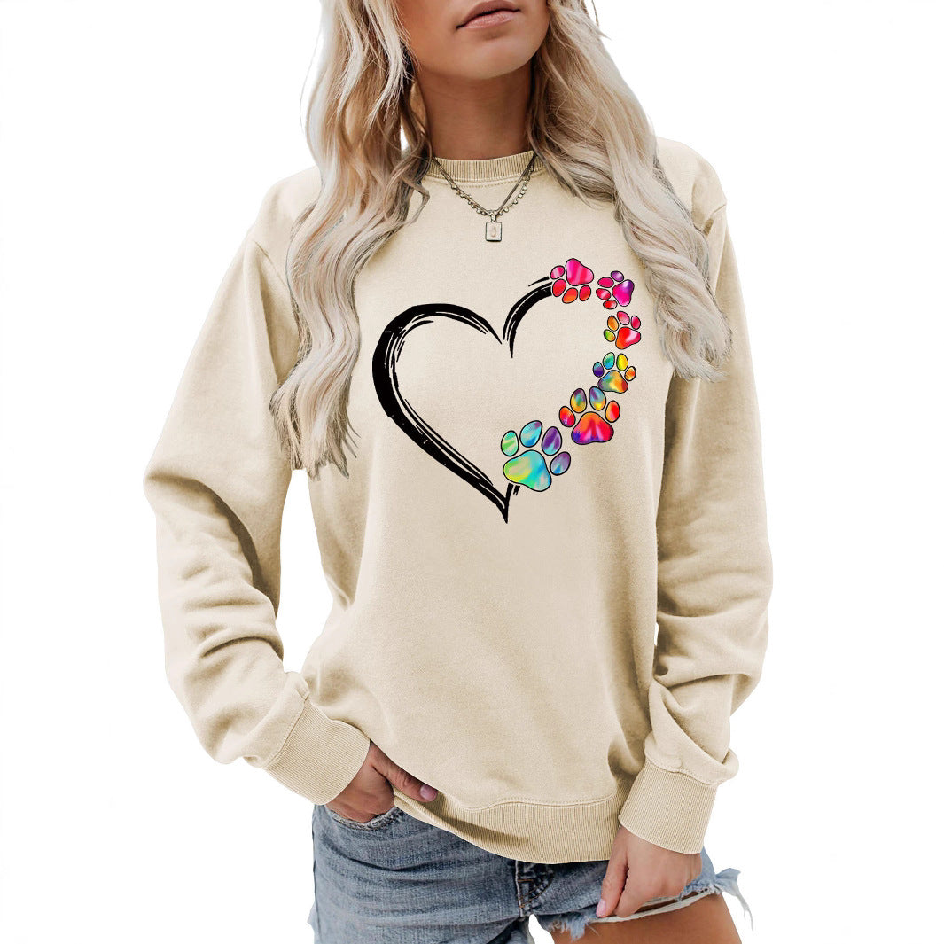 Kvinders sweatshirt med kreativ pote hjerte design Stilla