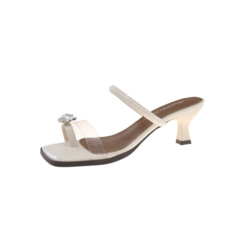 Dame elegante åbne Slingback-hæle med krystaldekoration Stilla