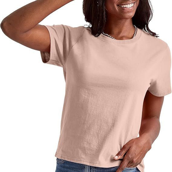 Dame kvalitets Basic T-shirt med rund halsudskæring og elastisk materiale Stilla