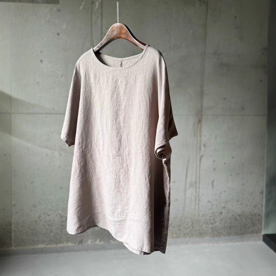 Femme Åndbart Linned Rundhals Top Stilla
