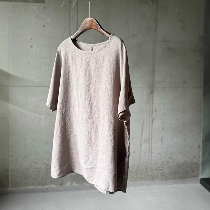 Femme Åndbart Linned Rundhals Top Stilla