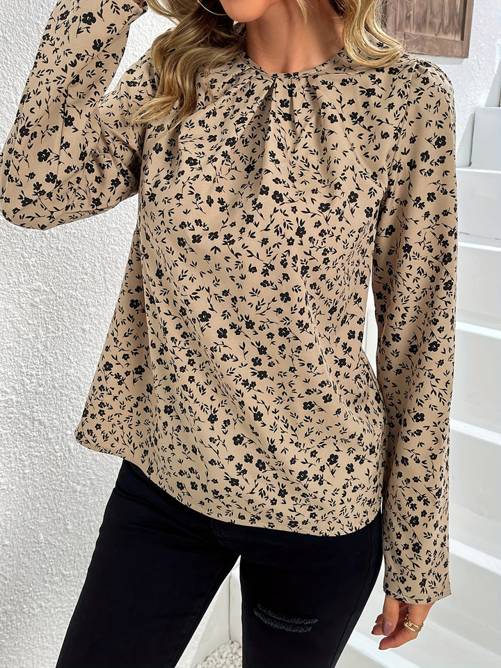 Dame blomstertrykt blouse med elegante flæse detaljer Stilla