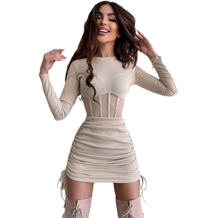 Dame Bodycon kjole med struktureret taljering og rynker Stilla