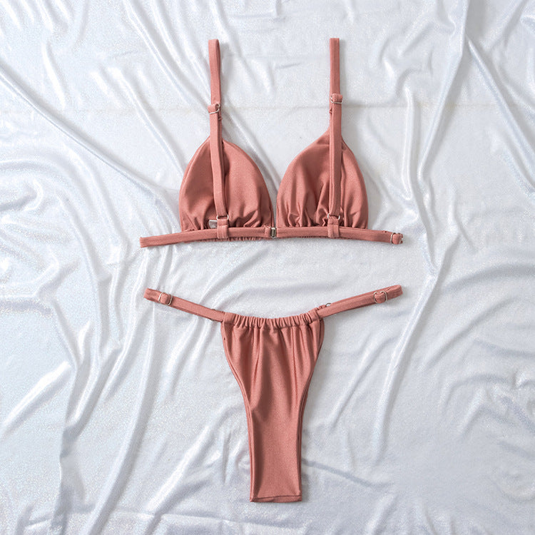 Dame Triangel-Bikini Sæt med flæsedetaljer Skovae