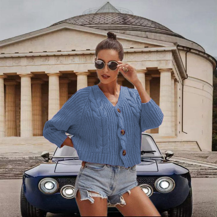 Kvinders chunky strik cardigan med knapdetaljer og afslappet pasform Stilla