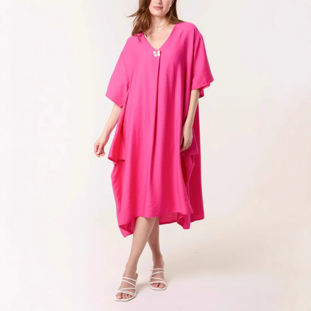 Dame Casual V-Hals Maxi Tunika Kjole Stilla