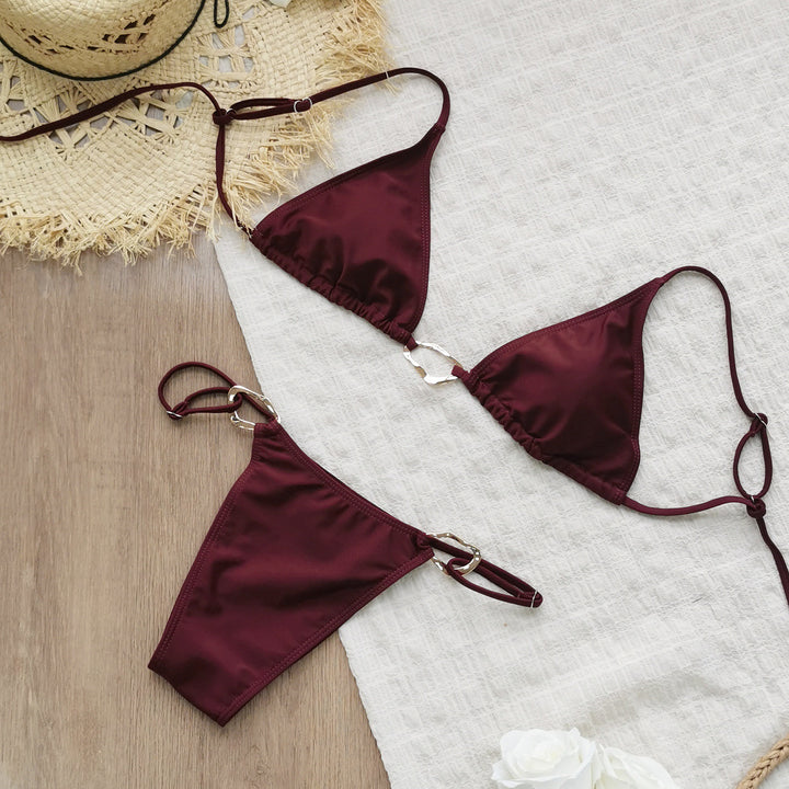 Dame bikini-sæt med elegant trekant-design og justerbare stropper Stilla