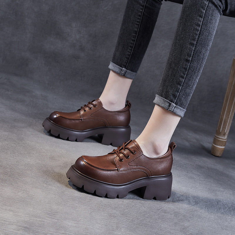 Dame Chunky Heel Snørebånd-Oxfords Stilla