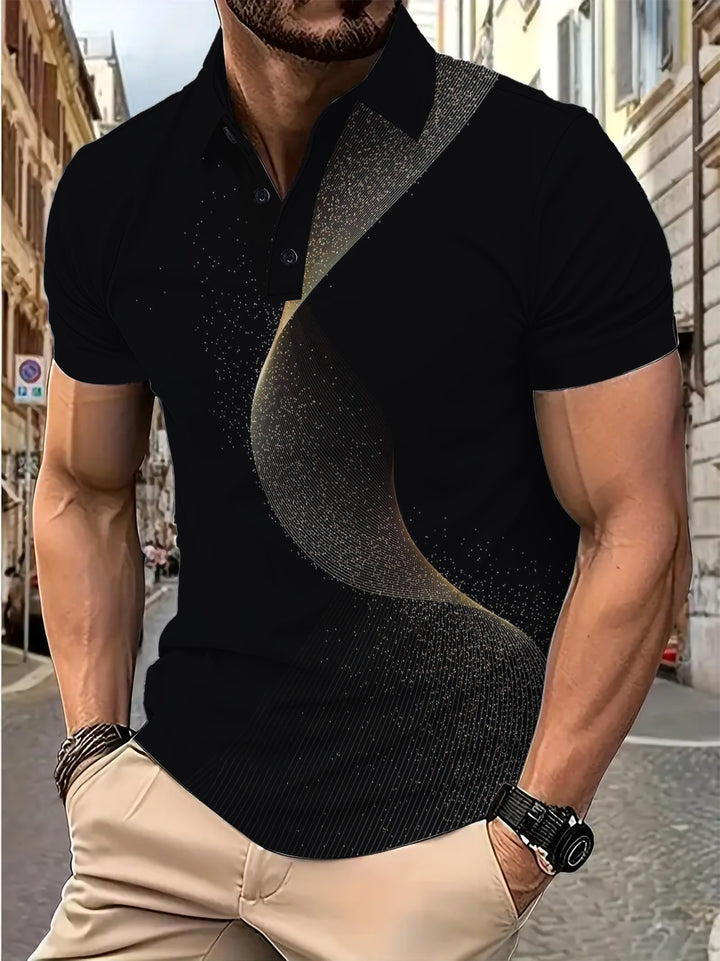 Herre poloshirt med unikt grafisk design og åndbare egenskaber Stilla