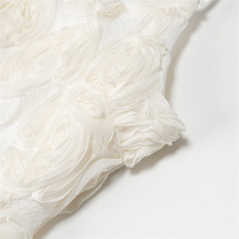 Femme Elegantes Floral Spitze Top med Flæsekanter Stilla