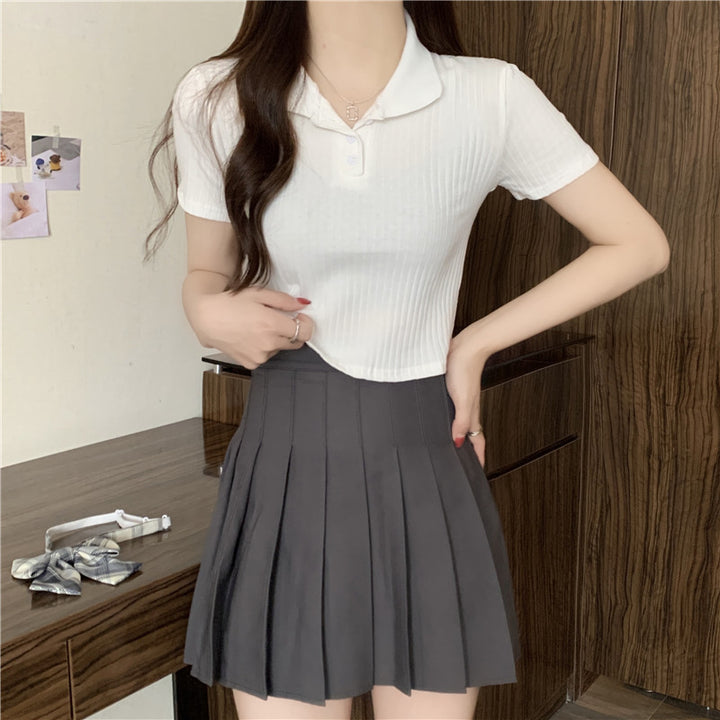 Femme Cropped Polo Stil Top Stilla