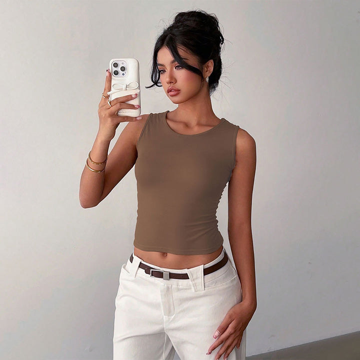 Kvinders crop top med en kropsnær pasform og klassisk rund halsudskæring Stilla