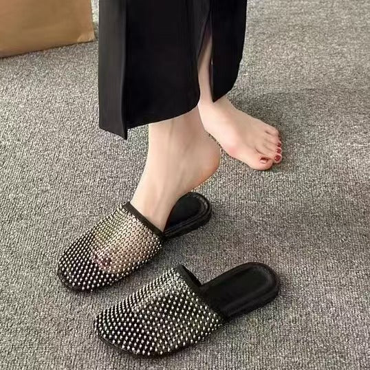 Dame Riemchen-Mules med Strass-dekoration Stilla