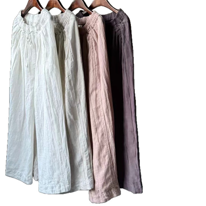 Dame Relaxed Fit Højtaljede Linned Culottes med justerbar snortræk Stilla