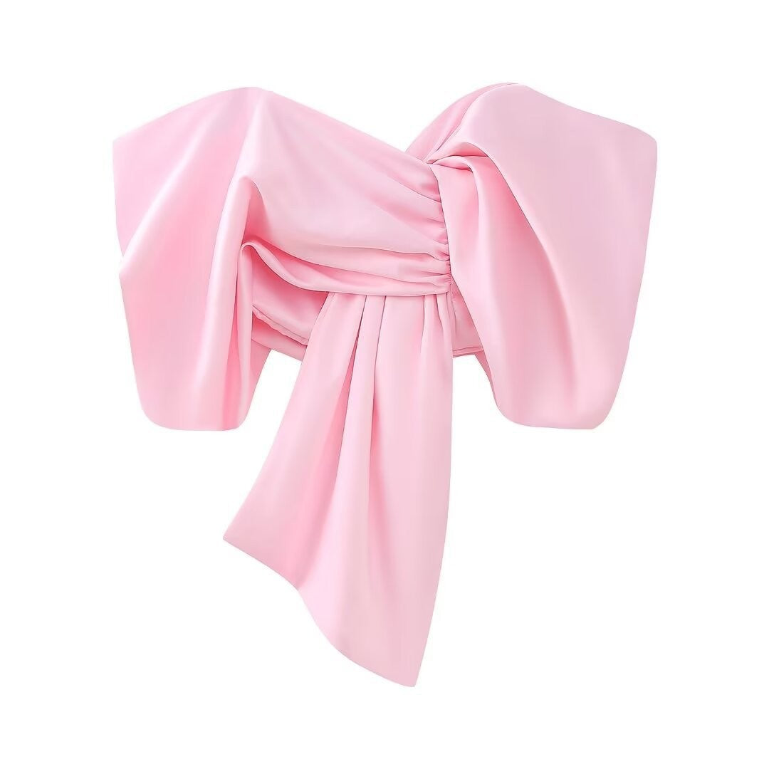 Femme Elegante Sløjfe-Detail Crop Top Stilla