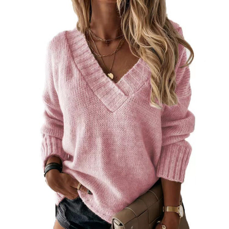 Femme Cozy V-Udskæring Strikpullover Stilla