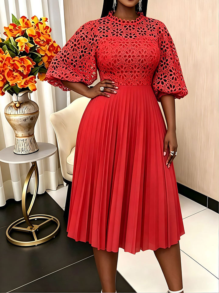 Damer elegant midikjole med spidstop og plisseret skirt Skovae