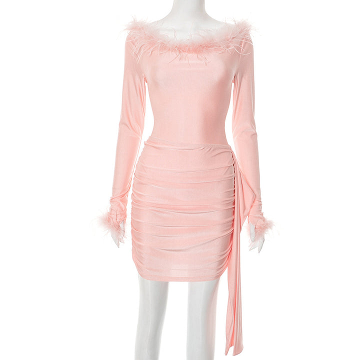 Dame minikjole med elegant ruffles-design og fancy ærmer Stilla