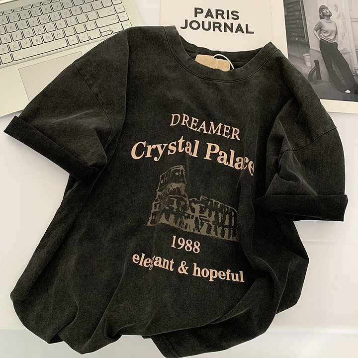 Dame afslappet T-shirt med kreativt grafikelement og afslappet snit Stilla