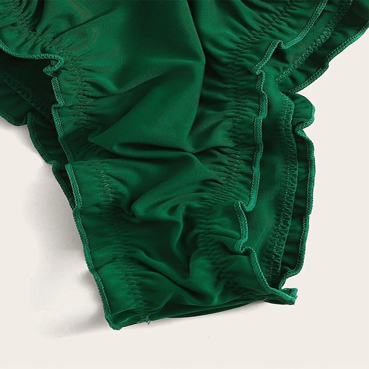 Dame Bandeau-bikini med raffinerede ruffle-detaljer og elastiske stropper Stilla