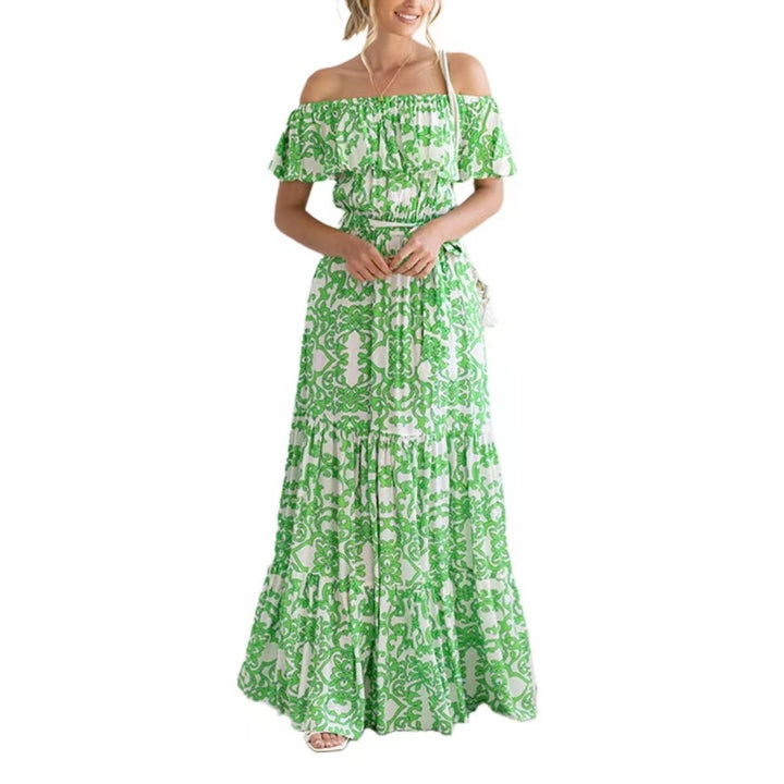 Dame Off-Shoulder Maxikjole med blomstermotiv og flydende snit Stilla