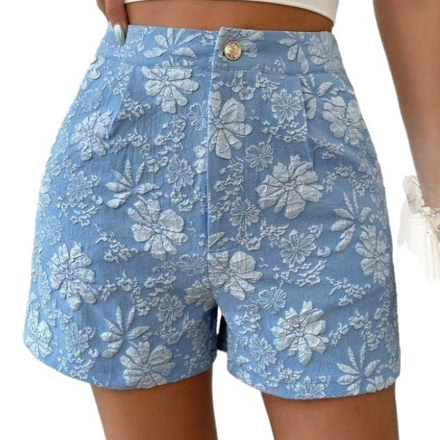 Dame Mode Shorts med blomsterbroderi Skovae