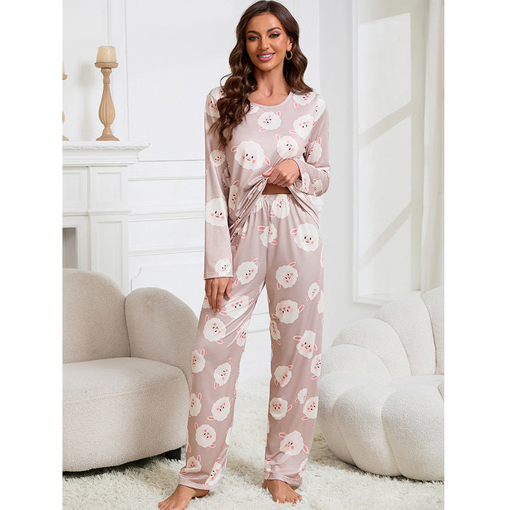 Dame Sjov Langærmet Pyjamasæt med dyreprint Stilla