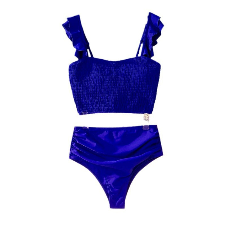 Dame Crop-Top Bikini Sæt med ruffles og højtydende trusse Stilla