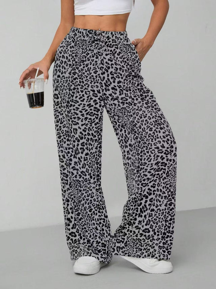 Dame Relaxed Fit Leopardmønster Palazzo-Bukser Stilla