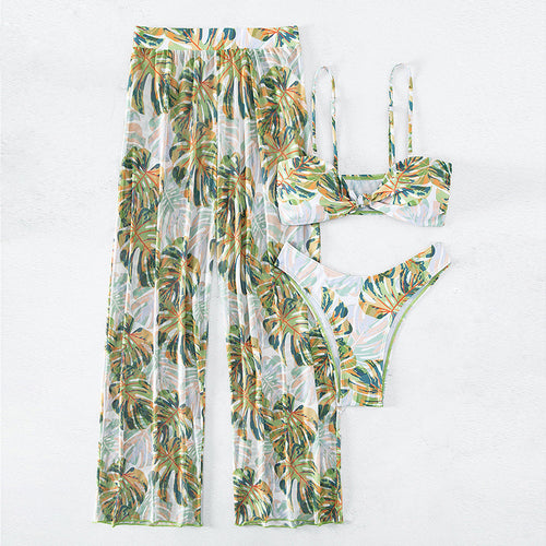 Dame bikiniset med blomster kimono og bindebånd Stilla