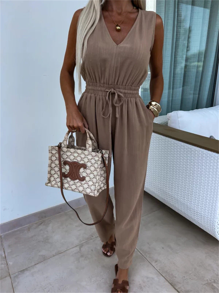 Dame komfortabel jumpsuit med elastisk taljejustering Stilla