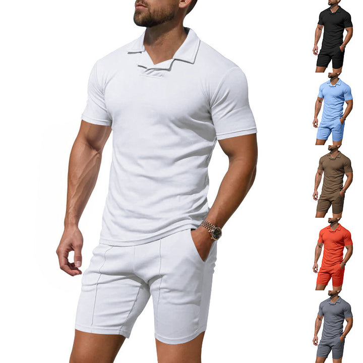 Herrer Sporty Sæt med åndbar kortærmet overflade og komfortable shorts Stilla