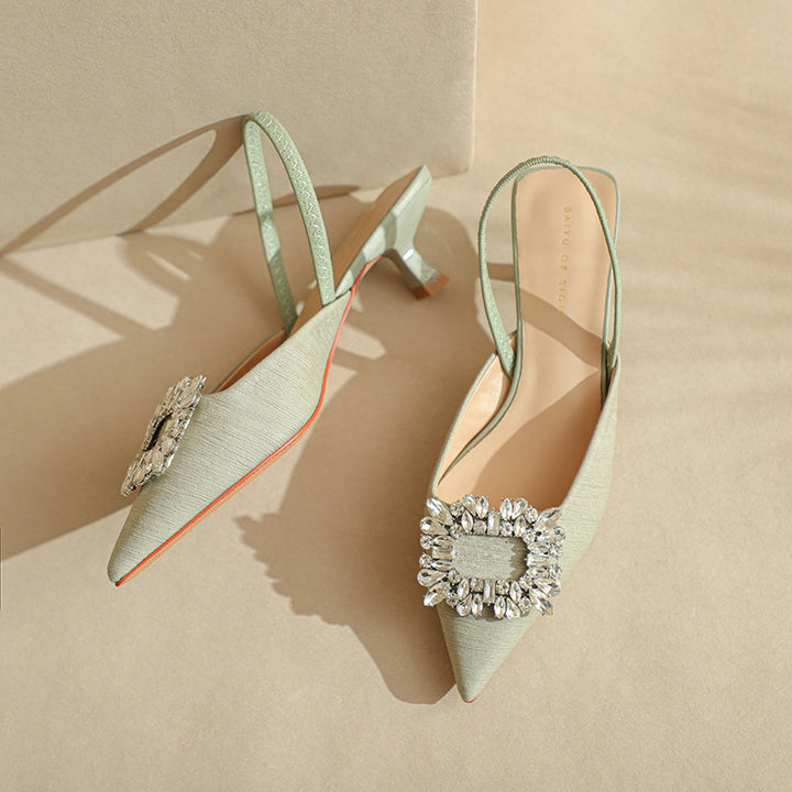 Femme Elegante Slingback-hæle med dekorativt blomsterdetalje Stilla