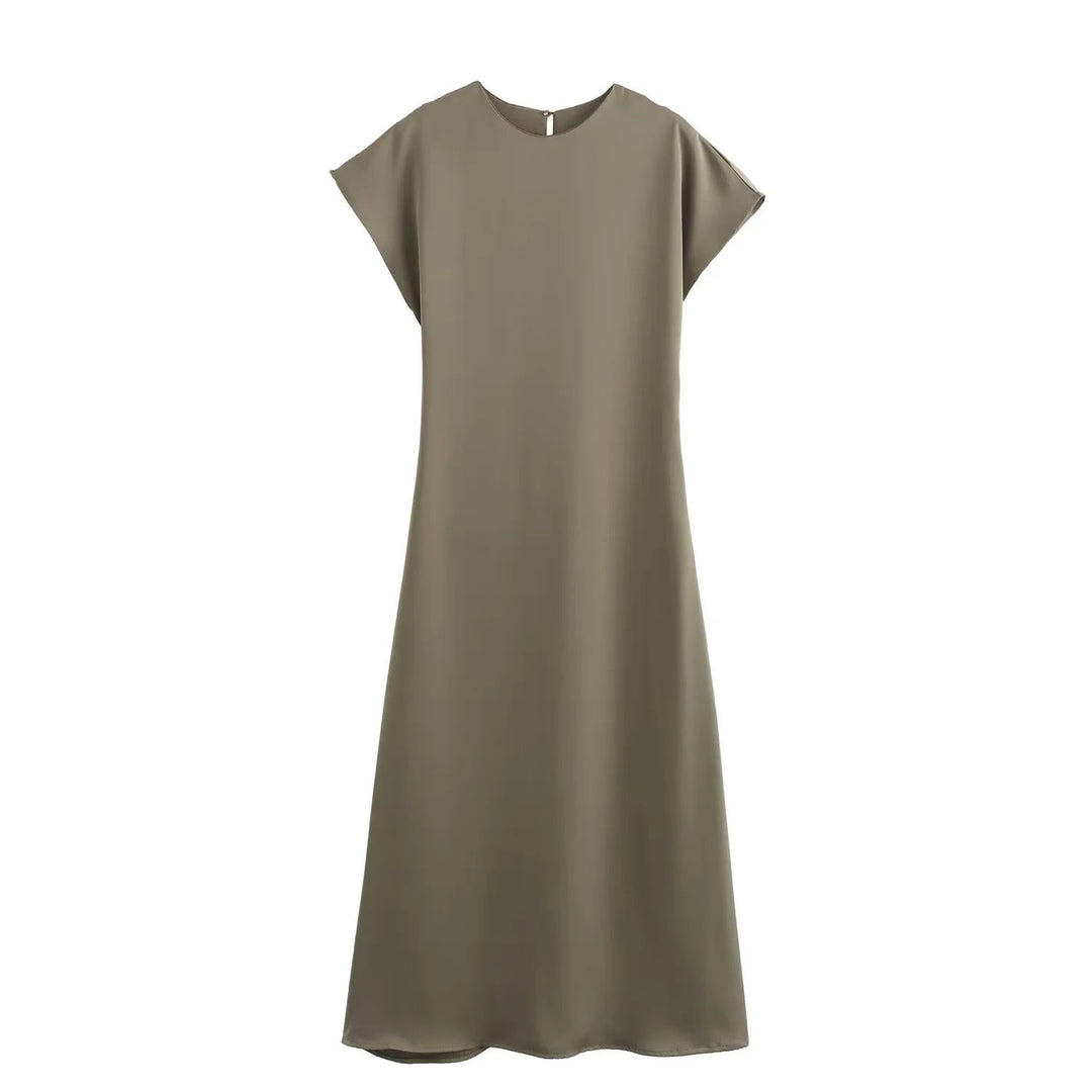 Stilla | Luminous Satin Feel Uden Ærmer Midi Kjole