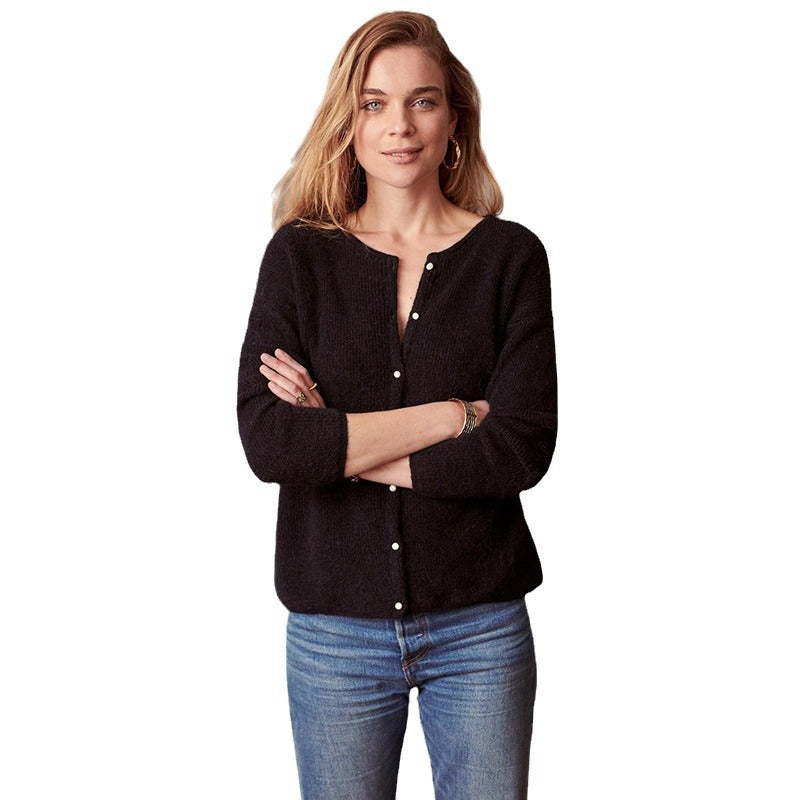 Dame Cardigan i blødt materiale og elegant knapliste Stilla