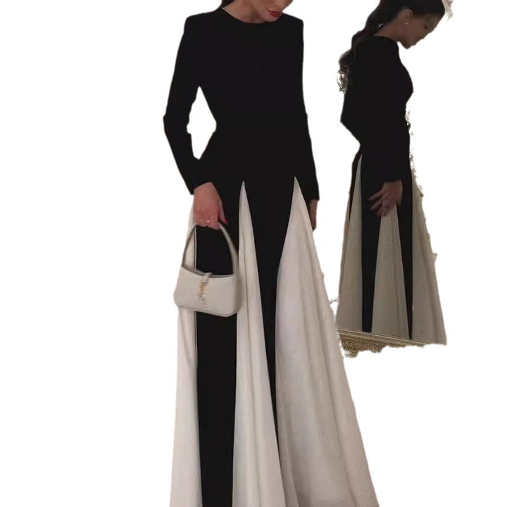 Dame Elegant aften kjole med raffineret farvekombination og smukt faldende nederdel Stiila