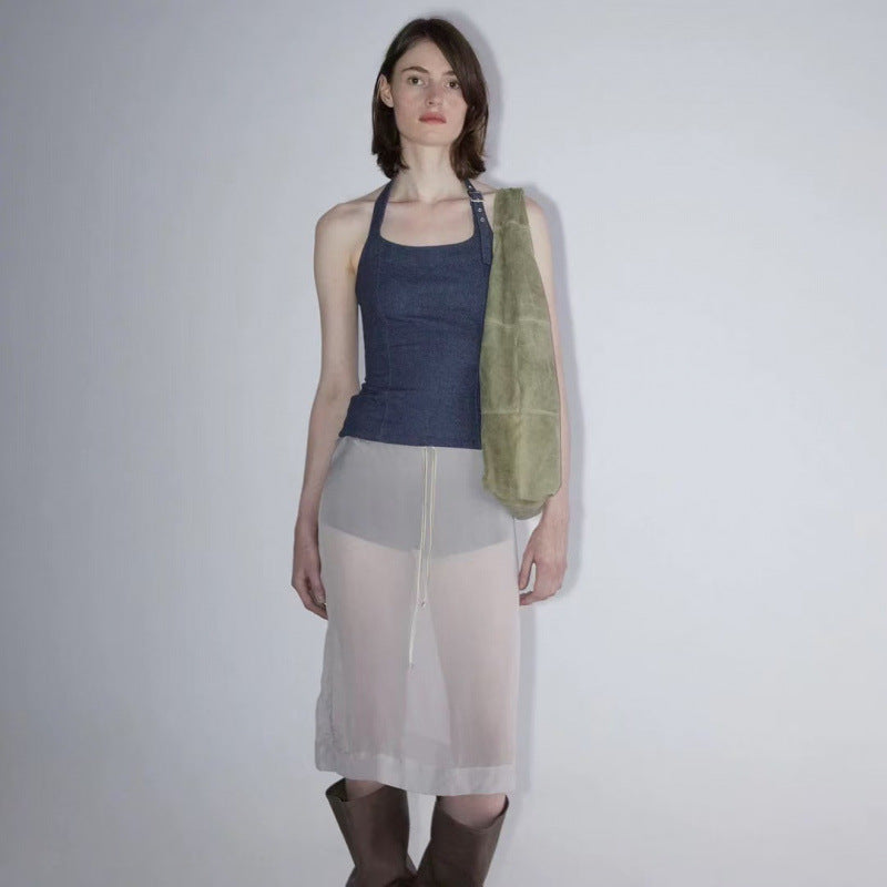Dame Halterneck Denim Top Stilla