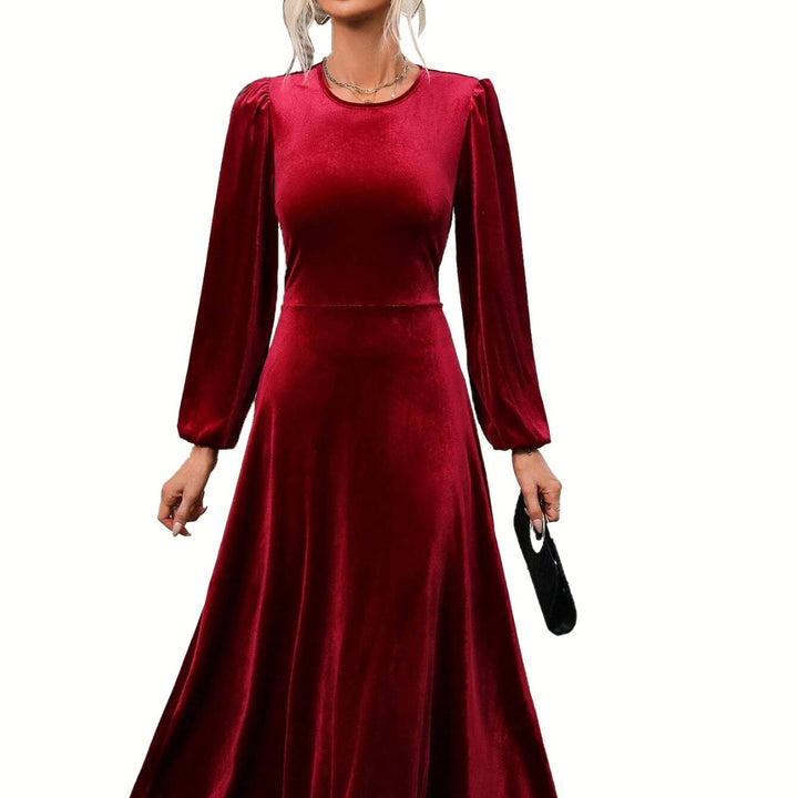Dame Velour Aftenkjole med Lange Ærmer og Sval Skirt Stilla