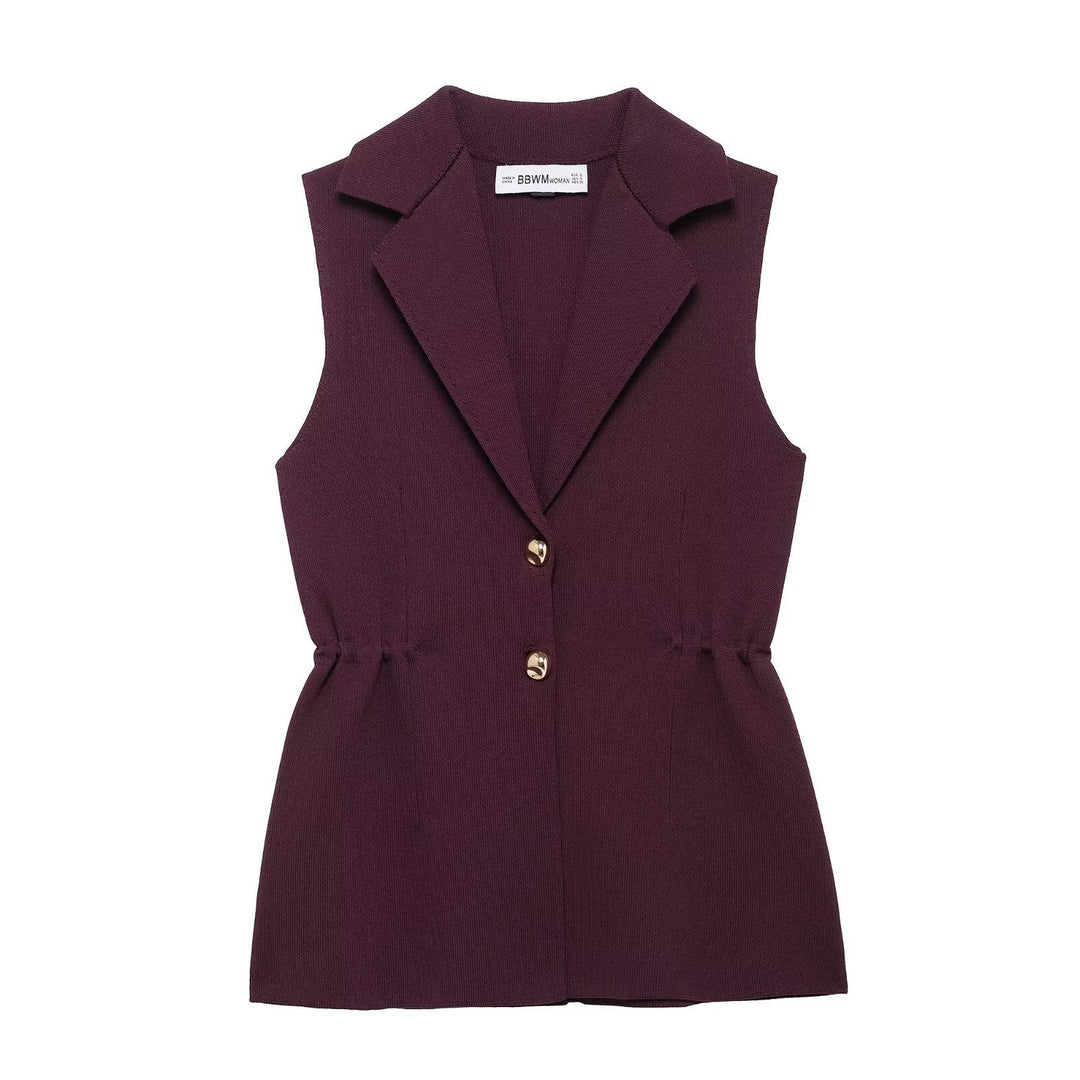 Femme Tilpasset Ærmeløs Strik Blazer Stilla
