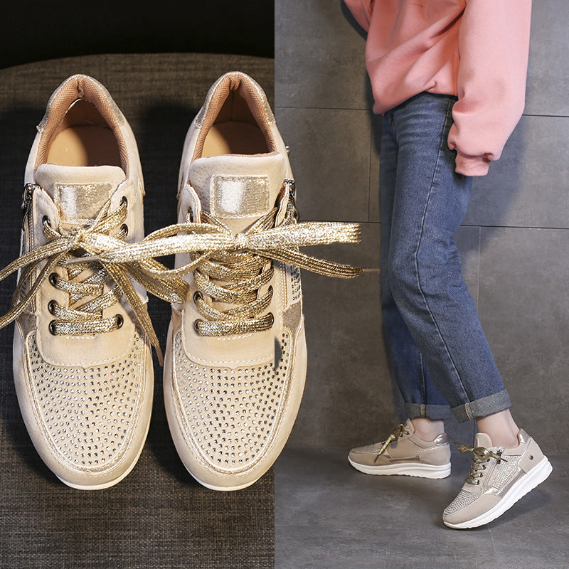 Dame mode Sneakers med elegante glimmer-accenter og praktisk lynlås Stilla