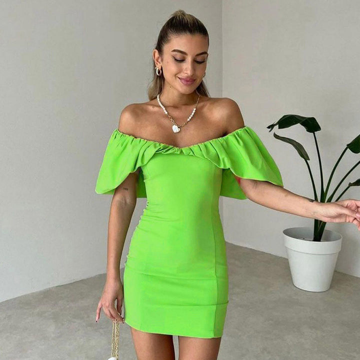 Dame Off-Shoulder Minikjole med voluminøse ærmer Stilla