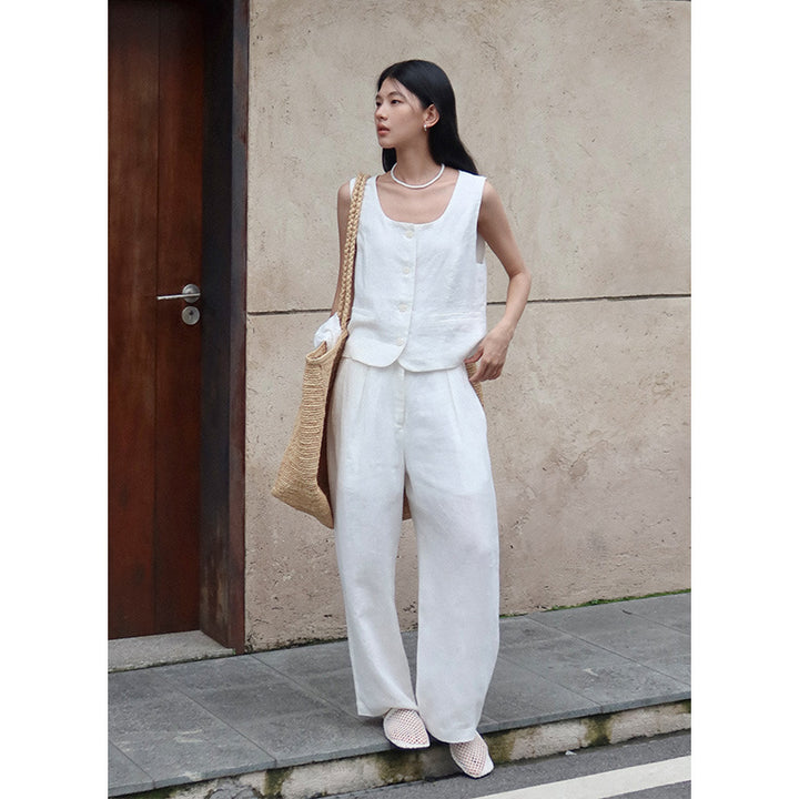 Dame elegant Culotte-bukser med højt foldedesign og løs pasform Stilla
