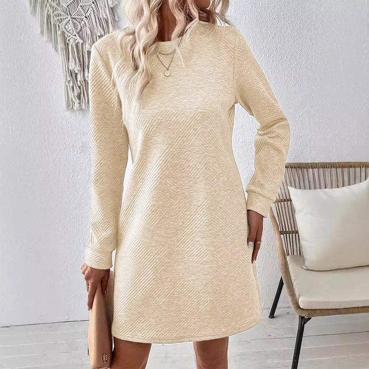 Dame afslappet sweatkjole med struktureret design og lange ærmer Stilla